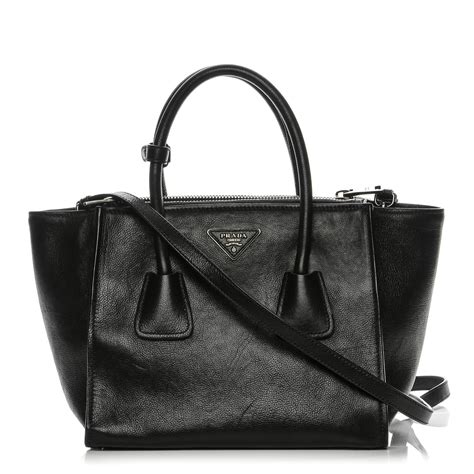 prada 1n1422 glace calf nero|Prada Glace Calf Twin Pocket Tote Bag w/Studs, Black (Nero).